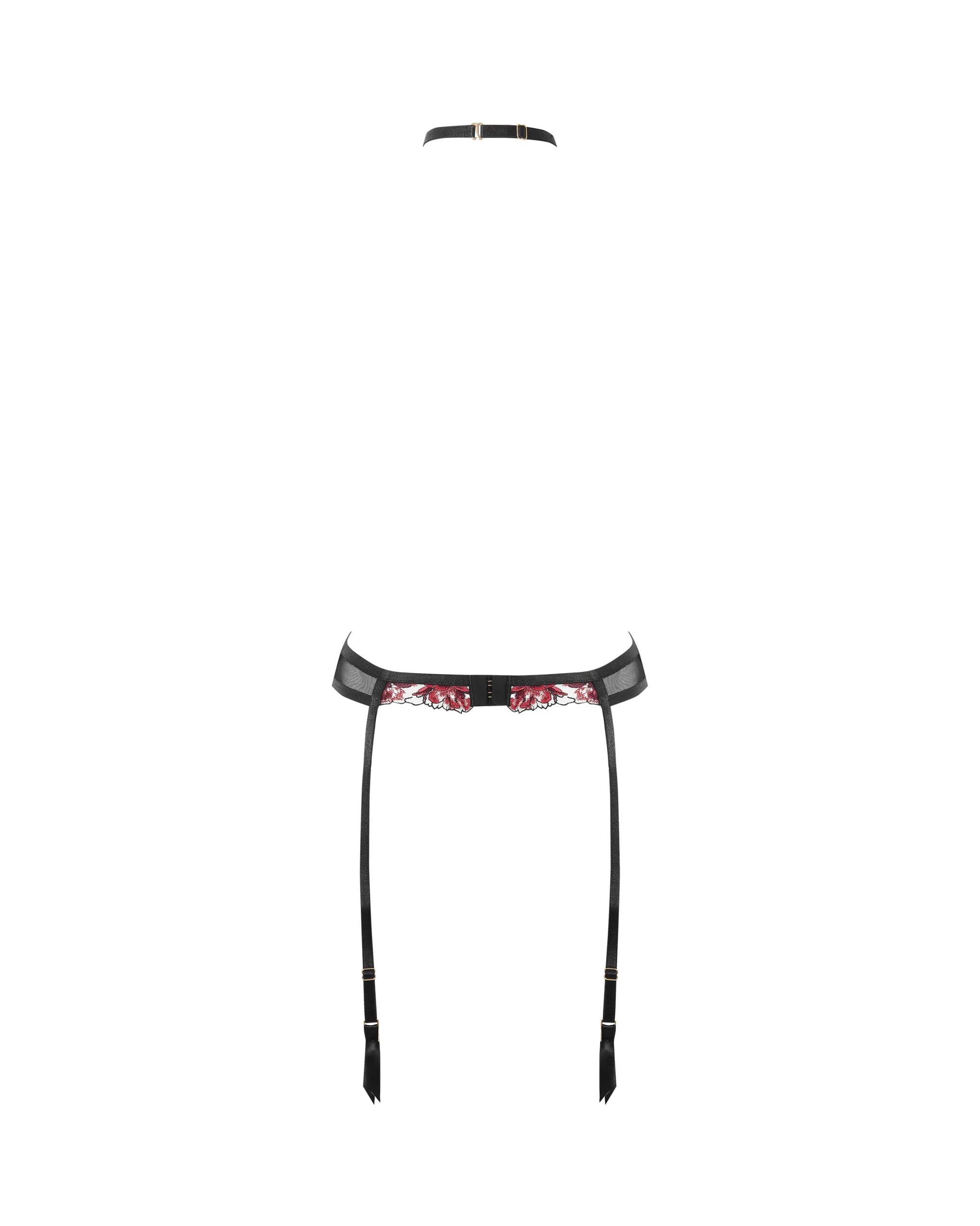 Calista Reggicalze con Harness Floreale Nero/Ciliegia - Image 6