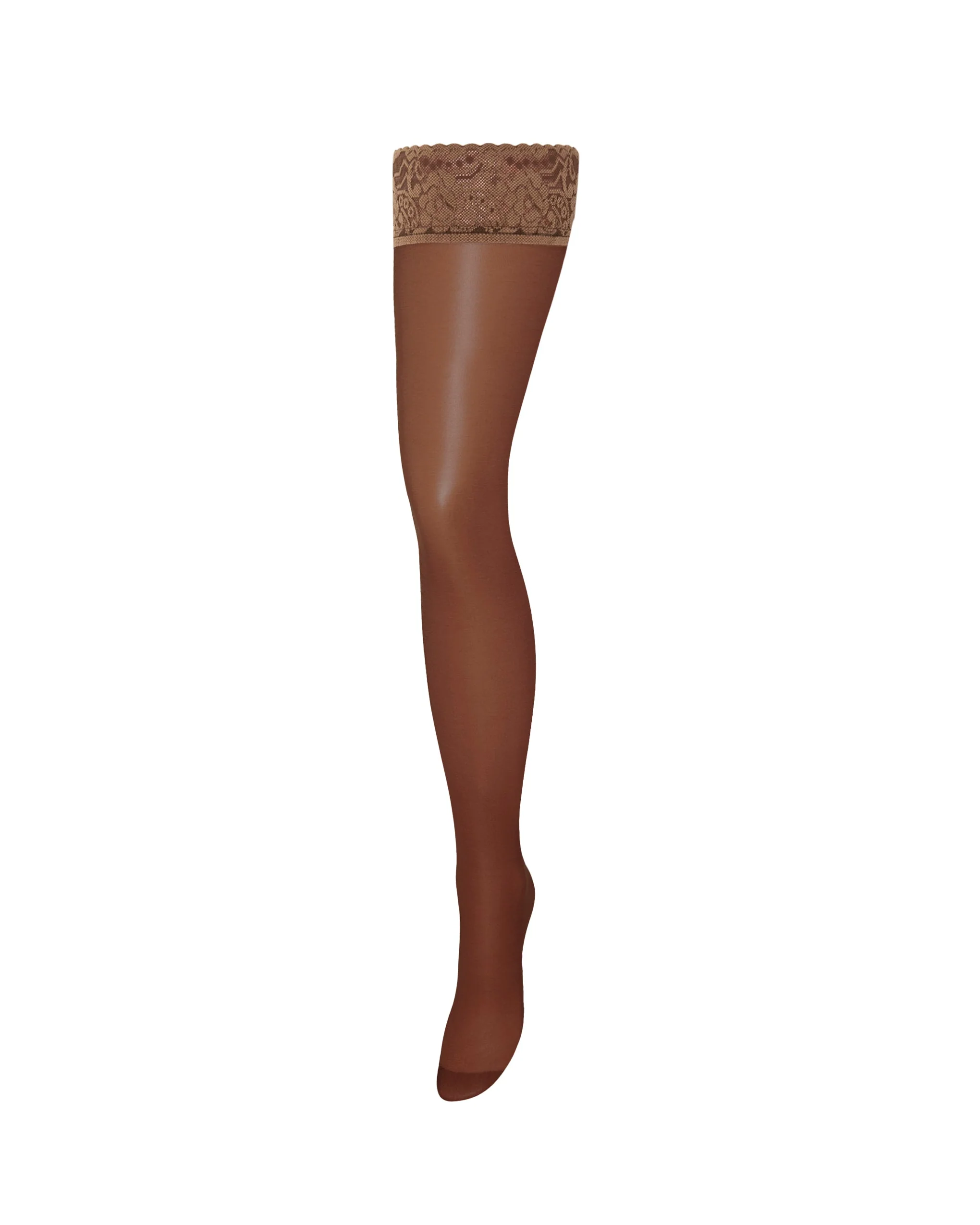 Calze Autoreggenti Lisce Con Bordo In Pizzo Berry - Image 5
