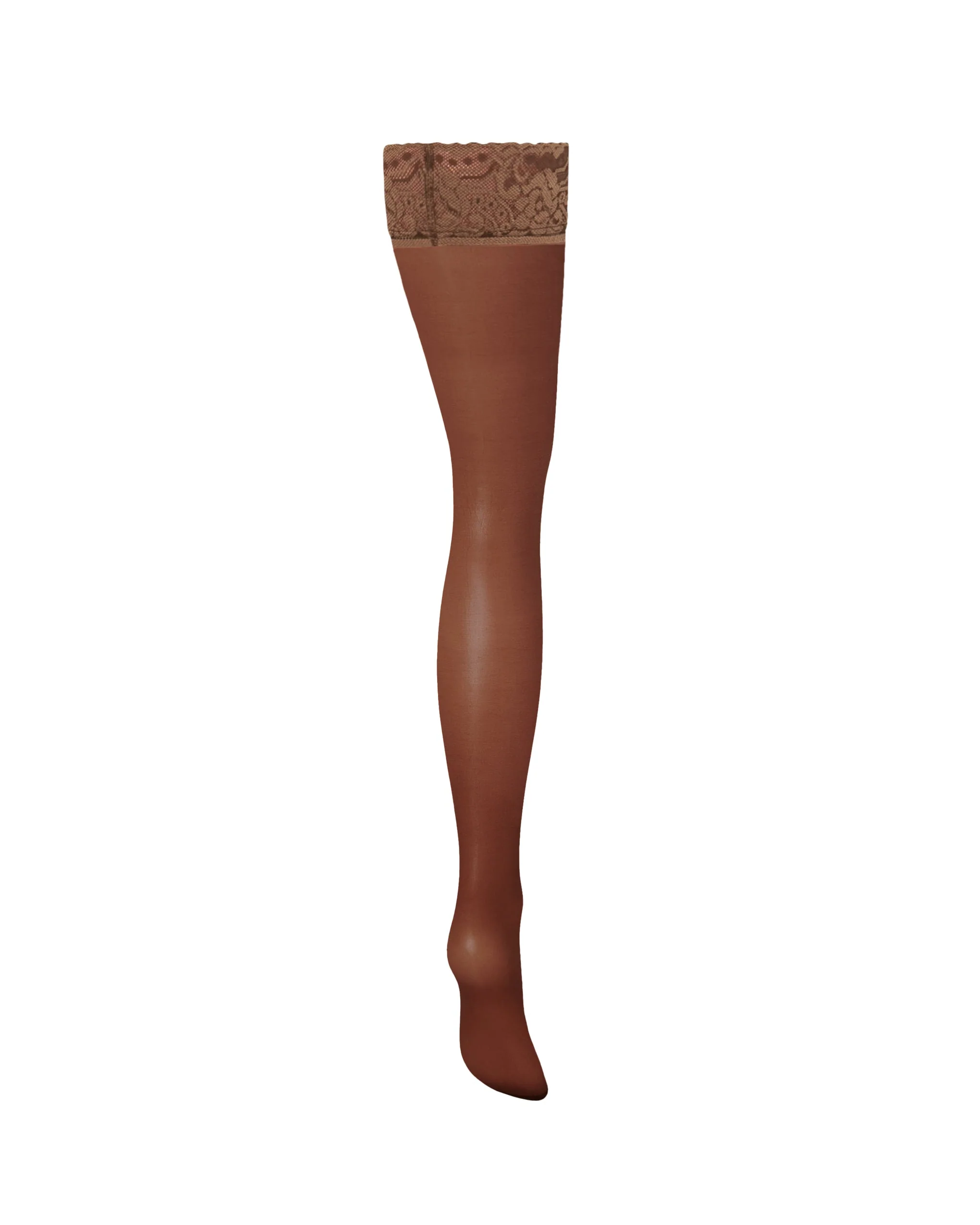 Calze Autoreggenti Lisce Con Bordo In Pizzo Berry - Image 6