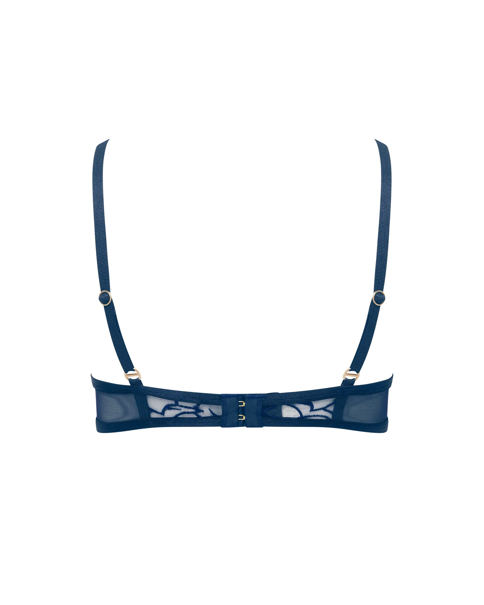 Laurel Reggiseno Ricamato a Foglie Blu Navy - Image 6