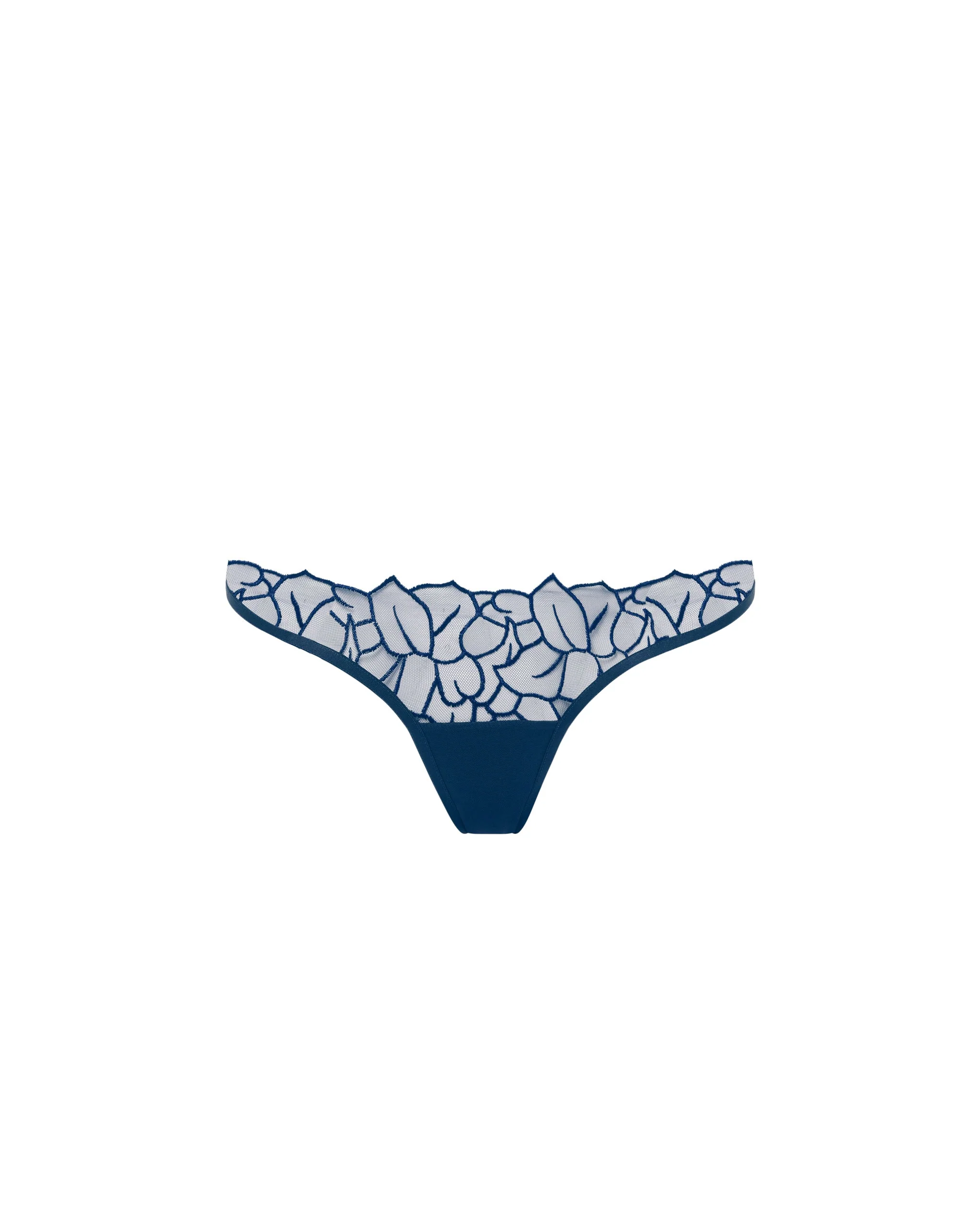 Laurel Slip Ricamato a Foglie Blu Navy - Image 5