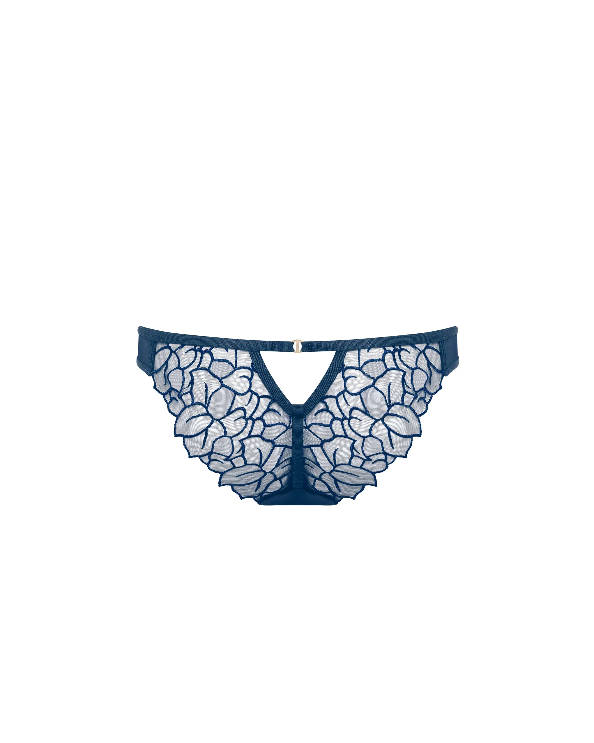 Laurel Slip Ricamato a Foglie Blu Navy - Image 6