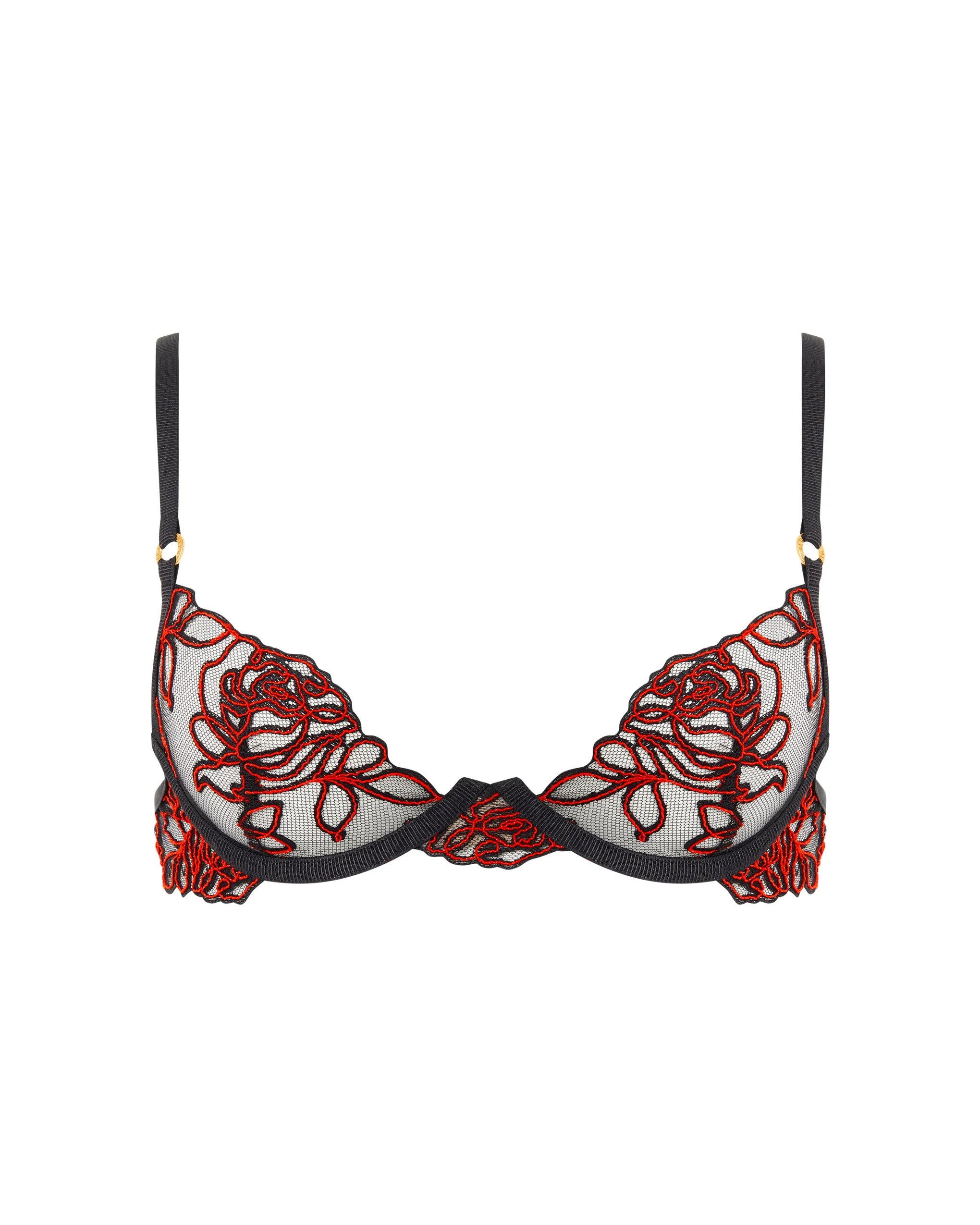 Malina Reggiseno Trasparente Floreale Nero/Rosso - Image 5