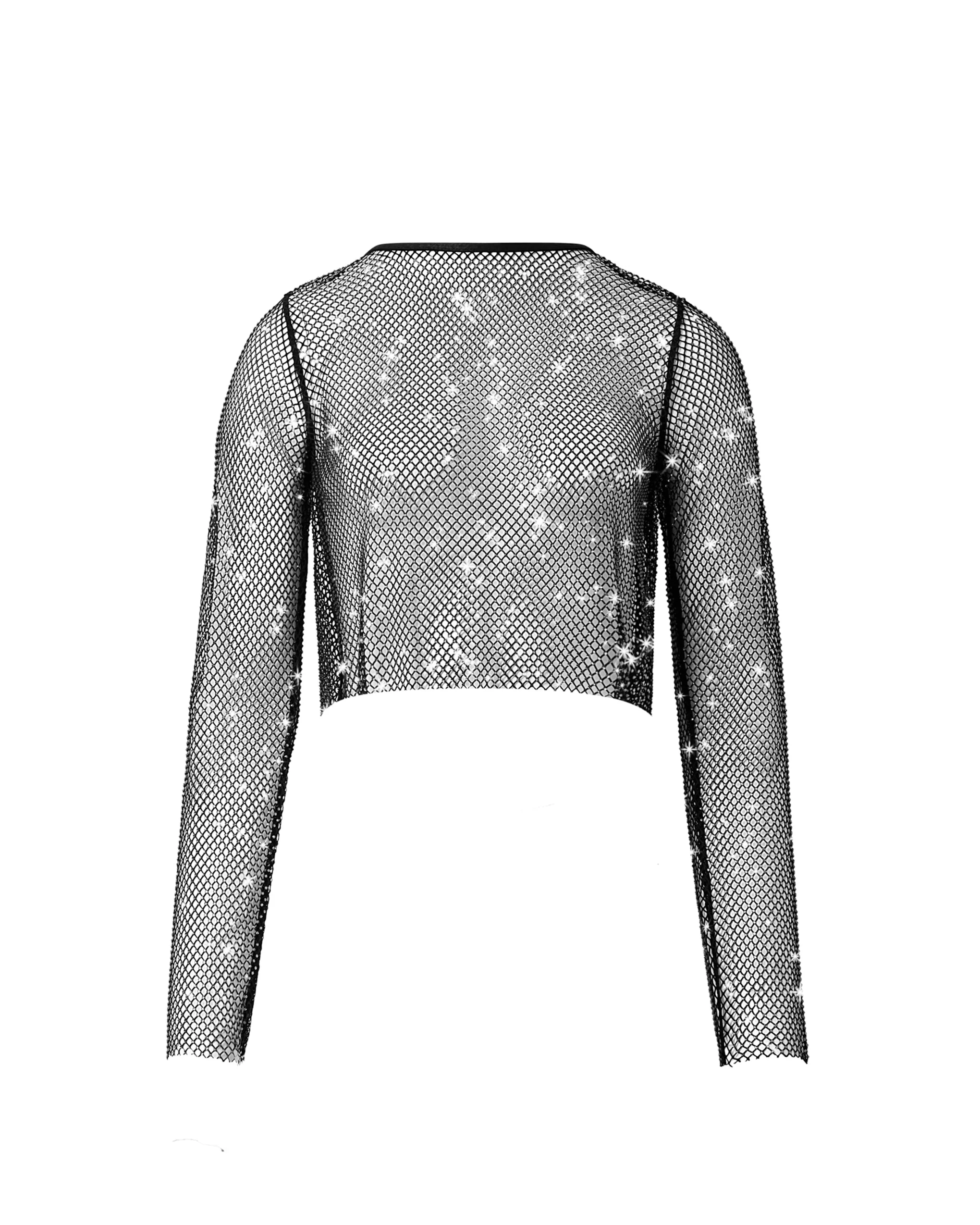 Noor Top in Mesh Trasparente/Nero - Image 5