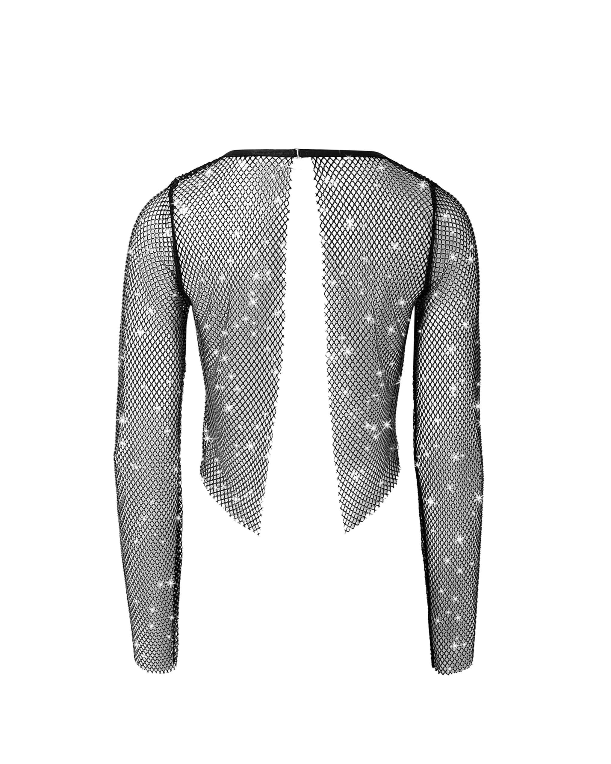 Noor Top in Mesh Trasparente/Nero - Image 6