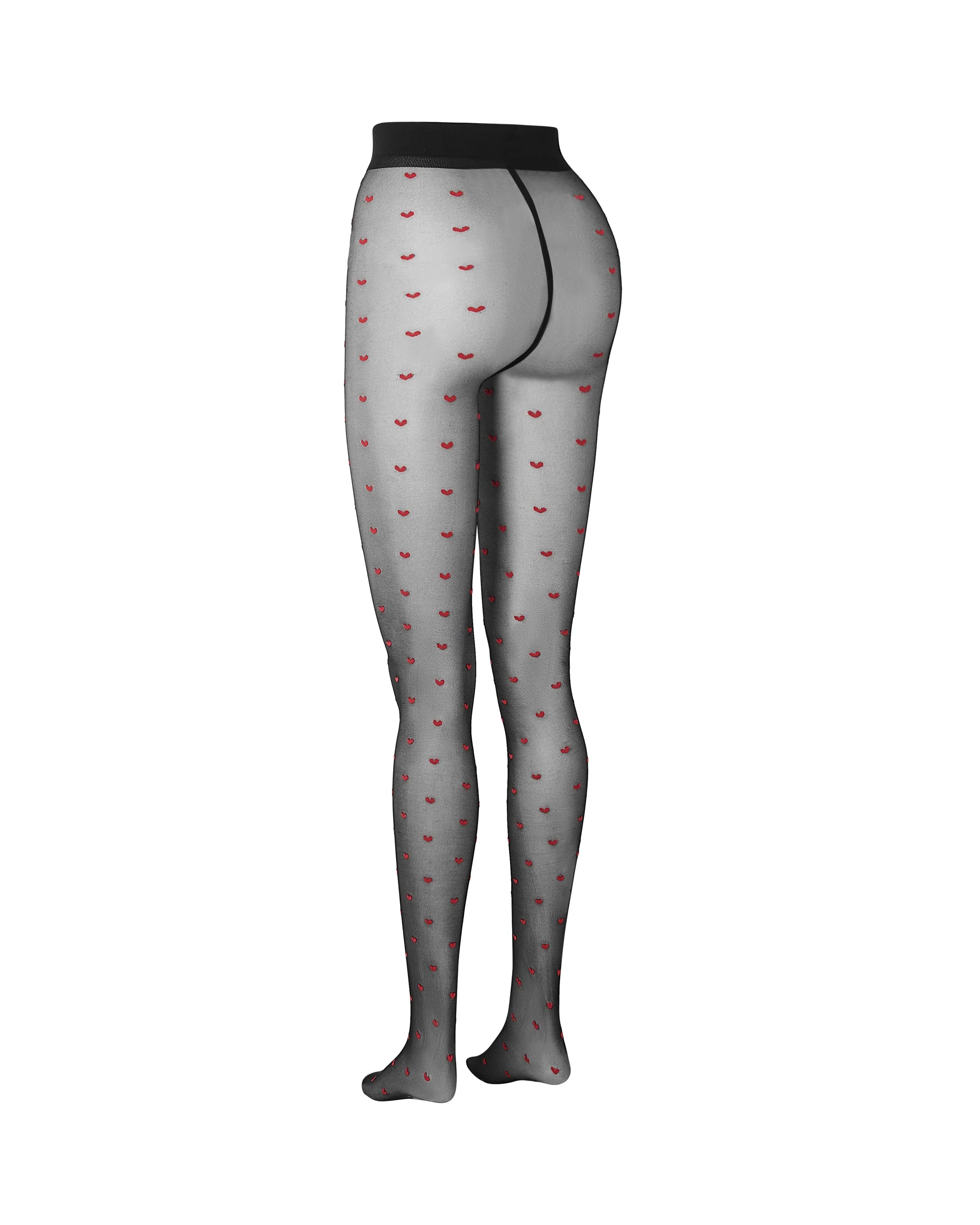 Collant Neri con Cuori Rossi - Image 6