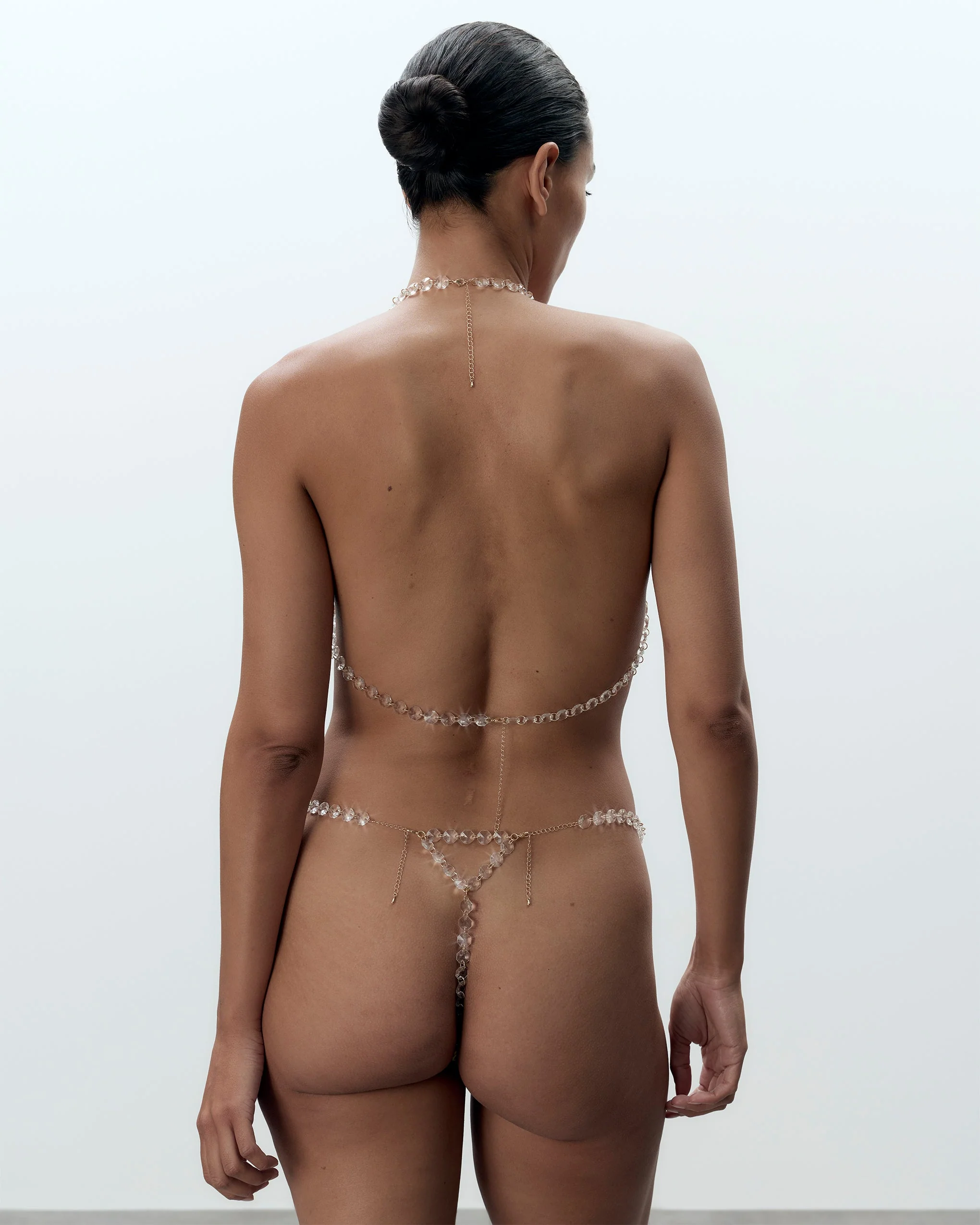 Set: Crystal Set Reggiseno e Perizoma con Perline Trasparenti - Image 3