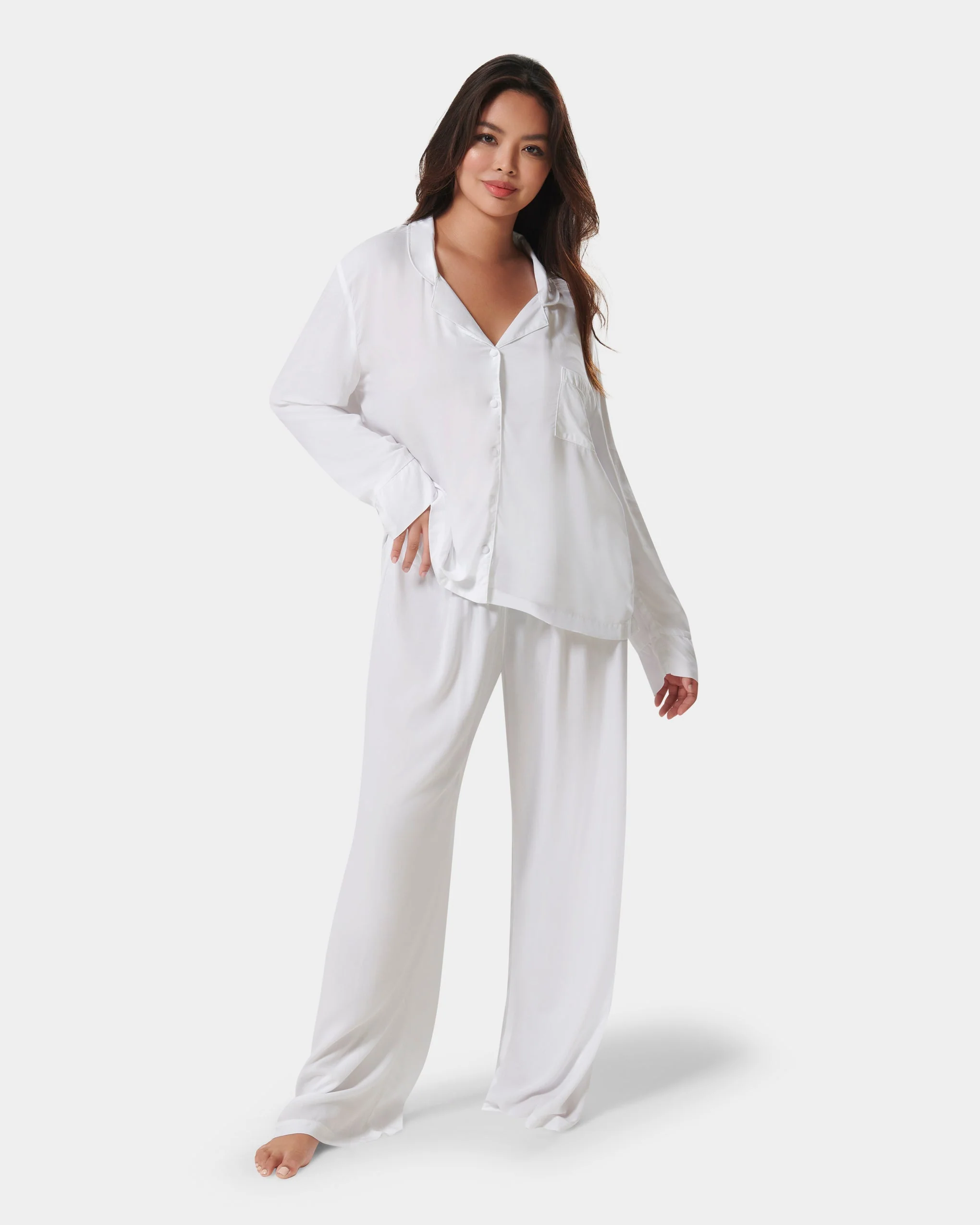 Tarcon Pigiama Set Lungo in Viscosa Eco Bianco - Image 8